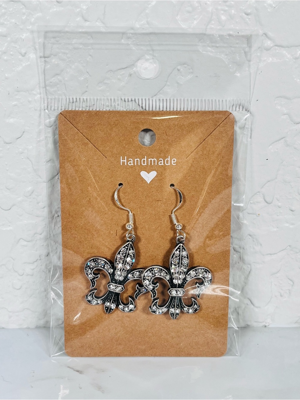Fleur-de-Lis Rhinestone Earrings - Picture 8 of 9